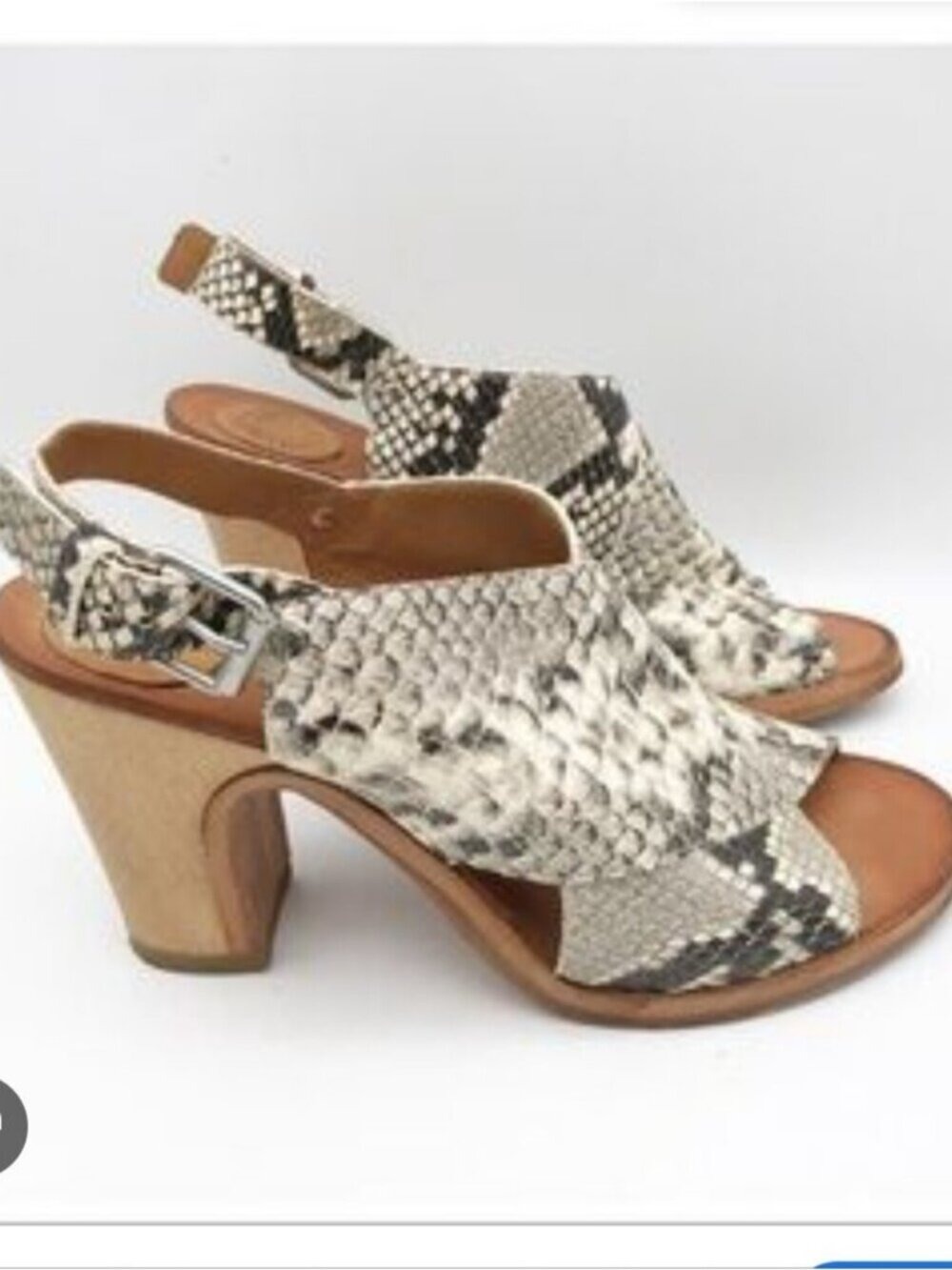 BUTTERO | snakeskin slingback sandals with a wooden block heel sz 40